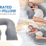 INSEN Pregnancy Pillows, Detachable Body Pillow for Sleeping, Nurse & Relax, Multi-Use Pregnancy Pillows for Pregnant Women, Grey