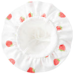 pureborn Baby Girl Sun Hat Bucket Hats Cotton Outdoor Beach Sun Protection Cap with Straps White Strawberry 0-3 Months