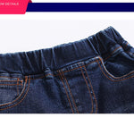 KIDSCOOL SPACE Baby Girl Boy Jeans,Little Kid Elastic Waist Ripped Denim Pants,Blue,6-12 Months