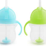 Munchkin Any Angle Sippy Cup for Toddlers, Spill Proof Weighted Straw Cup with Transition Handles for Babies 6 Months and Up, 7 Ounce, Green