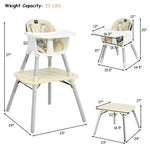 BABY JOY High Chair, 5 in 1 Convertible Highchair for Babies & Toddlers | Booster Seat | Table and Chair Set | Infant Feeding Chair with Removable Tray, Safety Harness, Removable Cushion (Beige)