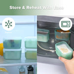 haakaa Mini Meal Silicone Storage Containers,8 oz Silicone Baby Food Containers with Airtight Lids,Reusable Baby Food Jars for Purees, Fruits & Snacks-Microwave & Dishwasher Safe,4 Pack, Pea Green