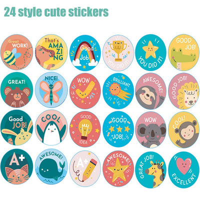 1500PCS Cute Animal Stickers,1 Inch 24 Styles Teacher Reward Stickers for Kids Classroom Supplies Motivational Potty Training Sticker Incentives Sticker for Kids Toddlers School Home (Animal1)