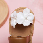 Yibubu Baby Girl Flower Sandals Soft Sole Infant First Walker Shoes, Cute Toddler Summer Sandals with 3D Chiffon Flowers & Elastic Heel Strap for Newborn 0-6 6-12 12-18 Months (6349BW, Infant, Women, 18 Months, Age, US Footwear Size System, 6 Months, Medi