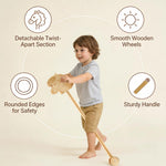 BrightRow Wood Hobby Horse for Kids Handcrafted Stick Horse Toy with Wood Wheels 36 Inches Cowboys Stick Pony for Kids Toddlers Preschoolers Knights Explorers