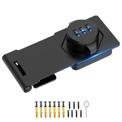 MeBantoo Household Cabinet Password Hasp Locks, Cabinet Locks with Combination, Door Security Slide Latch for Small Barn Doors, Bathroom, Outdoor, Garden (Black)