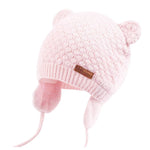 Duoyeree Baby Winter Hat Earflap Cotton Lining Knit Beanie Cap for Toddler Girl Boy (0-6 month, Pink)