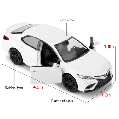 RMZ City 1:36 Camry XSE Car Model, Diecast Pull Back Model Toy Car, Doors Open, Collection Kids Toy for Aged 3 and up, Gift White