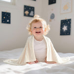 Soft Fleece Baby Blanket Ultra Cozy Baby Blankets for Boys Girls Warm and Lightweight Infant Toddler Newborn Receiving Gift with Reversible Stripes for Crib Stroller, 30x40 Inch, Cream