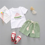 YOUNGER TREE Toddler Baby Girls Clothes Watermelon T-Shirt + Linen Shorts with Belt Cute Summer Short Set (Green, 18-24 M)