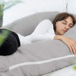 Meiz Pregnancy Pillows for Sleeping, Full Body Pregnancy Pillow with 300TC Comfy Pillowcase & Microfiber Inner Cover- for Back Support - 65 Inch (Grey)