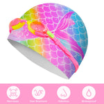 AuSletie Kids Swim Caps for Girls, Silicone Waterproof Swimming Cap for Kids, Durable Comfortable Swimming Caps for Girls