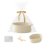 Gift Basket with Gift Bag and Ribbons,Small Rope Woven Shelf Storage,Baskets for Gifts Empty,Birthday,Shower,Decorative Organizer Box for Cat Dog Pet with Handles(White)