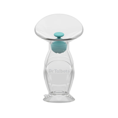 Clear glass container with a blue lid on a white background, featuring 'Dr. Talbots' branding.