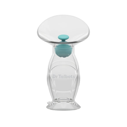 Clear glass container with a blue lid on a white background, featuring 'Dr. Talbots' branding.