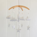 Baby Crib Mobile – Wooden Hanging Nursery Baby Mobile for Crib, Nursery Decor for Boys & Girls, Perfect Shower Gift (Moon, Cloud, & Stars, Foldable) Also Fits Bassinets, Sorrel + Fern