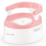 White and pink baby potty seat with 'Joolbaby' branding on a white background