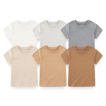 JELYLOVE 6-Pack Unisex Baby Toddler Little Kid T Shirts 100% Cotton Solid Short Sleeve Basic Tees for Boys Girls