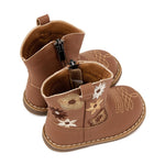 BMCiTYBM Baby Cowboy Boots Infant Cowgirl Western Shoes Brown 18-24 Months