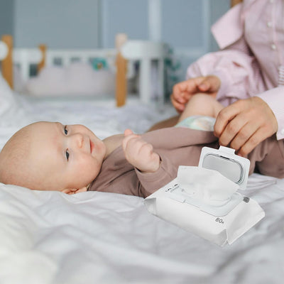 Baby Wipes Warmer Travel Wipes Warmer Portable Thermostat Reusable Wipes Heater for Home Car Travel （White）