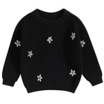 Mubineo Baby Girl Winter Clothes Cute Flower Sweater Crewneck Pullover Long Sleeve Knit Newborn Infant Sweaters (US, Age, 3 Months, 6 Months, Black)