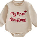 Baby Girl Boy Christmas Clothes Letter Print Sweatshirt Romper Infant Long Sleeve Bubble Romper Winter Outfit