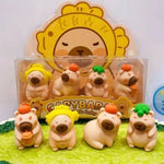 4Pcs Cute Capybara Eraser Stationery Capybara Eraser Pencil Rubber Eraser(Yellow)