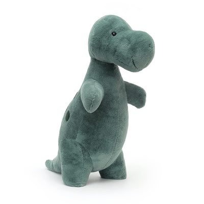 Plush dinosaur toy on a white background