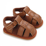 COSANKIM Infant Baby Boys Girls Summer Sandals Non Slip Soft Sole Toddler First Walker Crib Shoes(0-18 Months)(G-brown baby shoes)