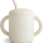 mushie 100% Silicone Training Cup & Straw for Toddlers | 6 Months+ (Whales)