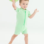 RUGGEDBUTTS Spring Green Seersucker Short Sleeve One Piece Rash Guard - 3-6m