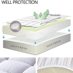 EASELAND Queen Size Mattress Pad Pillow Top Mattress Cover Quilted Fitted Mattress Protector Cotton Top Stretches up 8-21" Deep Pocket Cooling Mattress Topper (60x80 inch, White)