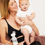 Motherhood Maternity Women's Hands Free Pumping Seamless Nursing Bra, Black, Large