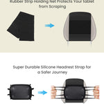 WONNIE Tablet Holder for Car, Upgraded iPad Holder for Car Mount Headrest, iPad Mount Back Seat for Kids with Anti-Slip Strap, Silicone Holding Net/Fits All 7-12.9'' Tablets
