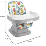 Fisher-Price Baby to Toddler High Chair SpaceSaver Simple Clean Portable Dining Seat & Booster with Washable Deep Tray & Liner, Pacific Pebble