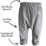 HonestBaby 4-Pack Organic Cotton Cuff-Less Harem Pants, Gray Ombre, Preemie