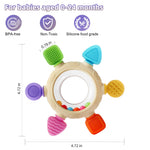 VTECHOLOGY Baby Teething Rings Toys for 0-6 6-12 Months Baby Rattle Teether Sensory Toys for Babies 0-24Months Silicone Teether Relief Chew Soothing Sore Gums for Newborn Infant Essentials BPA Free