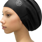 SOUL CAP - Large Swimming Cap for Long Hair - Designed for Long Hair, Dreadlocks, Weaves, Hair Extensions, Braids, Curls & Afros - Women & Men - Silicone (Black, XL)