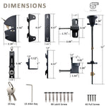 Gate Latch Door Latch with Pull Cable Opened Two-Sided Lockable Door Latch Durable,Versatile & Secure for Metal,Wood,and Vinyl Fence,for Privacy Fence,Outdoor Fence,Barn Door Lock,Wooden Fence(Black)