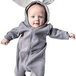 Simplee kids Animal Bunny Baby Easter Romper Long Ear Rabbit Hoodie Romper Jumpsuit with Zipper