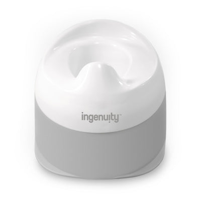 Ingenuity Ready Set Go Potty Training Toilet, Removable Bowl, Non-Skid Bottom, Wide Stable Base, Age 18 Months & Up, White & Grey