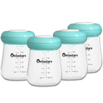 Glass Breast Milk Storage Bottles-Wide Neck Breastmilk Storage with Lids, Breast Milk Storage Containers for Fridge,BPA-Free (Blue,6oz(pack of 4))