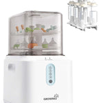 White baby bottle sterilizer with Growsi branding on a white background