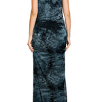 Smallshow Women's Split Long Maternity Dress Sleeveness Ruched Pregnancy Clothes X-Large Tie Dye Grey Black