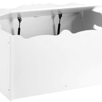 Amazon Basics Kids Wooden Toy Storage Chest with Safety Lid, Spacious Organizer for Bedroom, White, 30" x 18" x 19"