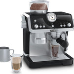 Casdon De'Longhi Toys Barista Coffee Machine. Toy Kitchen Playset for Kids with Moving Parts, Realistic Sounds and Magic Coffee Reveal. For Children Aged 3+, Silver, Black