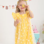 Kucnuzki Toddler Girl Dress 2t 3t Girl Clothes Cute Ruffle Tutu Fairy Princess Yellow Swing Beach Dress for Toddler Summer Two Piece Outfit Casual Sun Dress