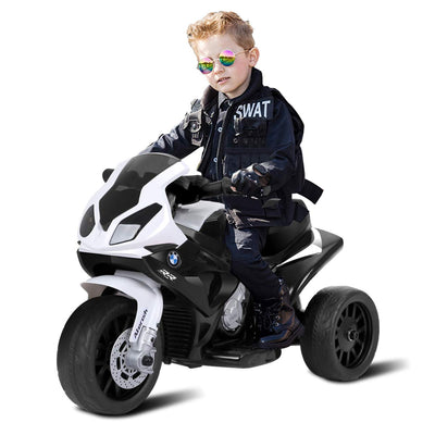 Costzon Kids Electric Ride on Motorcycle w/Headlights &Music, Pedal, Licensed BMW 6V Battery Powered 3 Wheels Motorcycle Toy for Children Boys & Girls (Black)