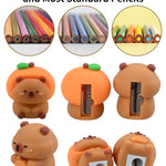 2 PCS Kids Pencil Sharpeners, Cartoon Capybara Sharpener Small, Cute Pencil Sharpeners, Manual Sharpening for Students Teachers Office - Kawaii Birthday Gifts