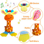 HUADADA Baby Soft Rattles Shaker, Infant Developmental Hand Grip Toys, Sensory Learning Toys with Teether, Sounds for Baby, 3-6-9-12 Months Old